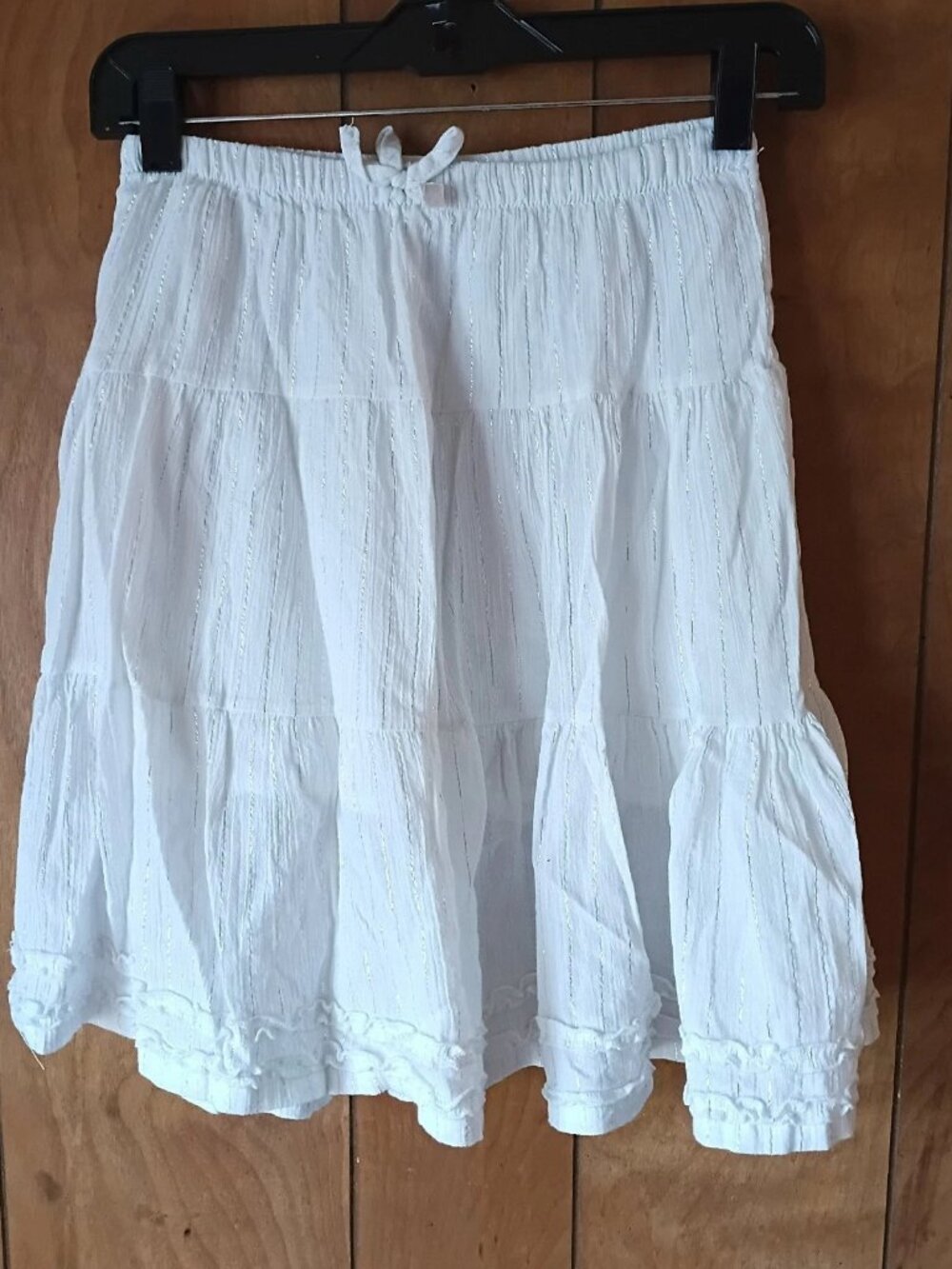 Canyon River Blues Girls Skirt Size M 10/12 White Cotton Sparkle Elastic Waist